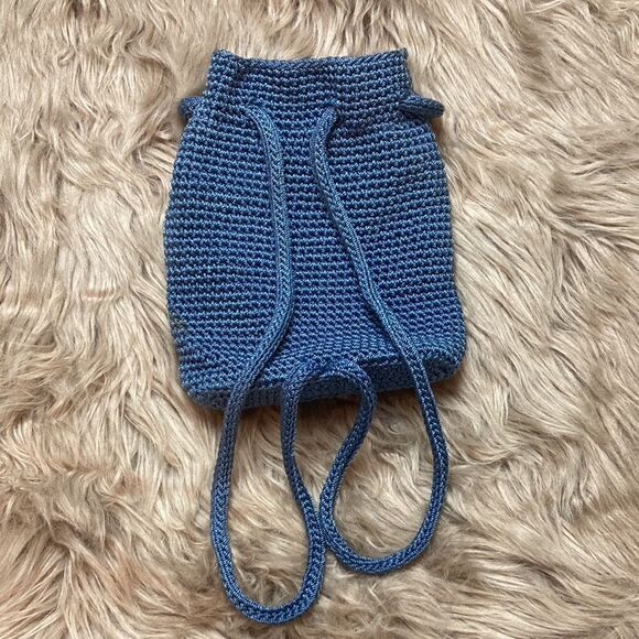 The SAK Mini Crochet Drawstring Backpack Purse - Bucket bag/ boho Blue main image 10